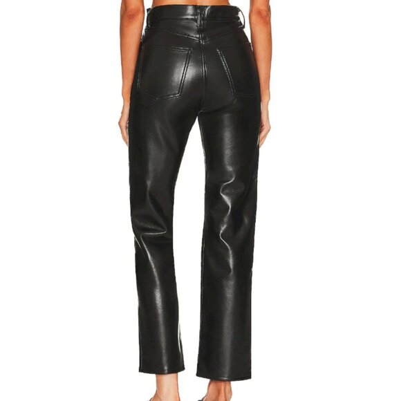 AGOLDE  Recycled Leather High Waist Fitted 90's Black Pants Size 24 - Picture 4 of 11